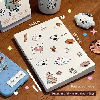 Grade Three Class Two Cute Dog Notebook Student Notepad Good-looking Hand Account Blank Book Thickened Scribbling Pad [184 thickened Blank Inner Pages] Full Screen Dog