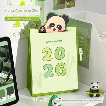 Grade Three Class Two Cute Panda Park Desk Calendar 2025 New Arrival Student Time Management Desktop Clock-in Calendar 2026 Xiong Youcheng Zhu