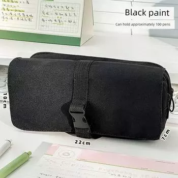 Grade Three Class Two Double-Sided Transparent Cartoon Backpack Pencil Case Can Be Placed in the Two-Dimensional Student Large Capacity Stationery Bag Black style
