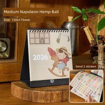 Grade Three Class Two Hemp Ball Desk Calendar 2026 New Arrival Good-looking Calendar Student Clock-in Notebook Desktop Decoration Napoleon Hemp Ball (Medium)
