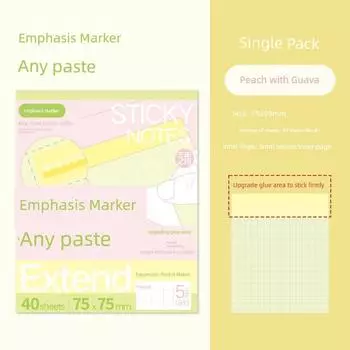 Grade Three Class Two Key Mark Any Paste Good-looking Student Only Expansion Paste Sticky Sticky Notes Notepad [Pink Green Square] Guava Peach