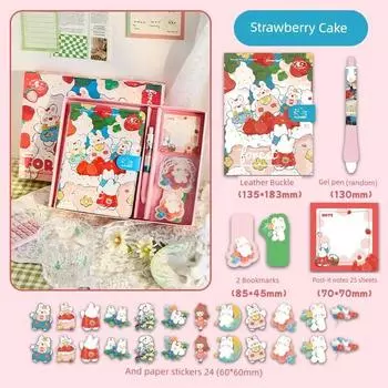 Grade Three Class Two Moonlight Garden Stationery Gift Set Good-looking Student Learning Gift Bag Journal Book Notebook Strawberry cake (gift box)