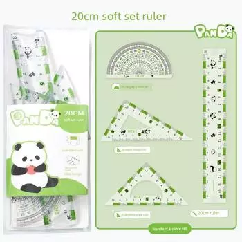 Grade Three Class Two Panda Coming 20cm Soft Ruler Sets Only for Pupils Ruler Good-looking Four-Piece Set a Scale 20cm soft set ruler 1 set