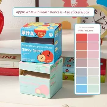 Grade Three Class Two Pearlescent Pull Sticky Notes Students Can Tear and Stick Note Paper Good-looking Expansion Stickers Wrong Questions Apple What + in Peach Princess