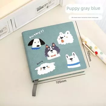 Grade Three Class Two Portable Pocket Horizontal Line Book Cute Cartoon Good-looking for Students Memo Notebook Diary Book Puppy Haze Blue [Horizontal Line Ben]]