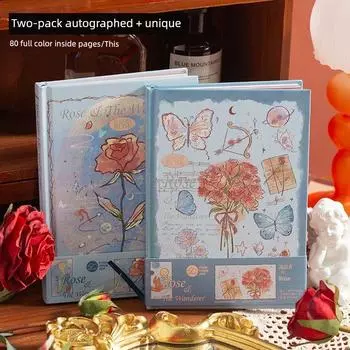 Grade Three Class Two Wanderer and Rose Hard Cover Notebook B6 Journal Book Good-looking Notepad Notebook Journal Book [Two Pack] autographed + unique