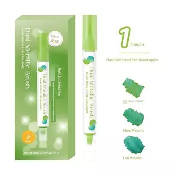 Grade Three Class Two X Pen Square Said Flashing Soft Head Fluorescent Pen Student Good-looking New Arrival Notebook Color Soft Drawing Pen Green Apple (Green)