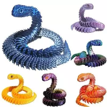 Градиент 3D Печатная шарнирная змея Кристалл Змея Игрушки Фиджет Дети Мальчики Девочки Взрослые Gradient Blue Purple