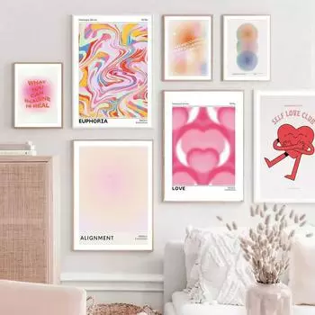 Градиент Аура абстрактный постер божественный духовный холст живопись скандинавская галерея принт эстетическая настенная художественная картина Декор в гостиную 21x30cm No Framed