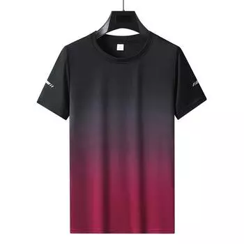 Gradient Camouflage Print Summer Thin Ice Silk Quick Drying Men s Round Neck Short Sleeved T-shirt Plus Size Sports Casual Top XXXXXL красный