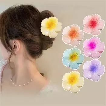 Gradient Color Flower Hair Claw Claw Clip Hair Grab Clip Cute Acrylic Shark Clip Girls розы красного