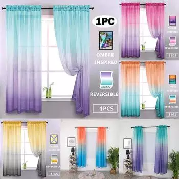 Градиент Цвет Тюль Двери Окна Занавески Драпировка Панели Прозрачный Шарф Балансы 1 ШТ. серый