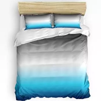 Gradient Gray Blue Duvet Cover Bed Bedding Set Home Textile Quilt Cover Pillowcases Bedroom Double Bedding Set No Sheet EU single(135x200cm)