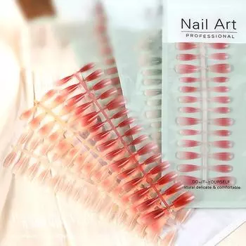 Градиент Halo Color Длинные накладные ногти Розовый Простые модные женские и девушки Накладные ногти Красота Инструменты для трендовых женских красивых накладных ногтей