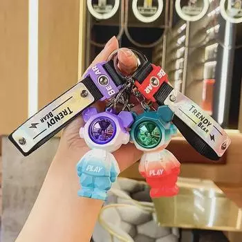 Gradient Lightning Bear Keychain and Bag Pendant – Exquisite Gift Ornament Single OPP Bag Packaging