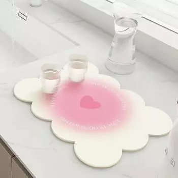 Gradient Love Diatomium Mud Коврик для слива на кухне Многофункциональный настольный коврик для бара Нескользящий коврик для ванной Коврик для кормления домашних животных 20x30cm розовый