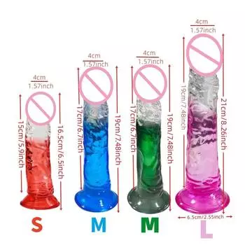 Градиент Прозрачный Кристалл Присоска Имитация Пениса Женская Мастурбация Пара Флирт Дилдо Сексуальные Игрушки Для Взрослых S No. Upper Transparent+L