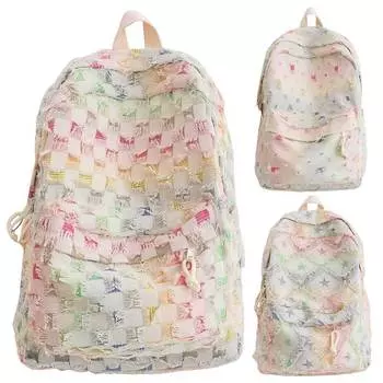 Gradient Ripped Casual Travel Daypacks Large Canvas Laptop Backpack Cute Aesthetic Backpack for Girls for School College Style 1