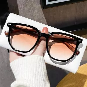 Квадратные солнцезащитные очки с градиентом для мужчин и женщин, винтажные негабаритные брендовые дизайнерские модные солнцезащитные очки UV400 чёрный