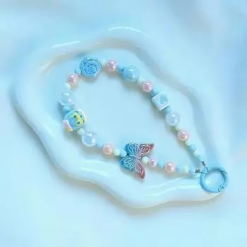 Градиентная бабочка телефонная цепочка с милыми цветными бусинами подвеска-шарм милый чехол для наушников ремешок на запястье сумка декоративный брелок для ключей от машины