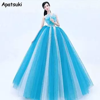 Градиентная белая синяя модная кукольная одежда для куклы Барби наряды свадебное платье для куклы 1/6 аксессуары платье игрушки для детей синий