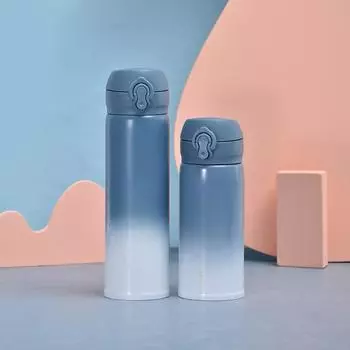 Градиентная чашка-термос из нержавеющей стали 304, уличная портативная прыгающая чашка с замком для мужчин и женщин, пары с подарочными чашками. 350mL розовый