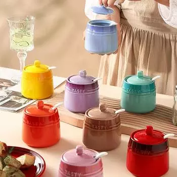 Градиентная цветная керамическая банка для специй, крышка, кухонные канистры, современная сахарница, соль фиолетовый