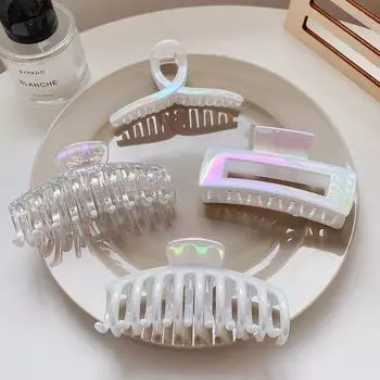 Градиентная квадратная акриловая заколка для волос - универсальная заколка-акула для средних волос F741 прозрачный