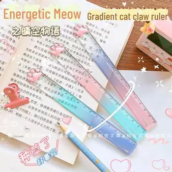 Градиентная линейка Tiangao Yuanqi Cat Paw - 15 см, девчачье сердце, инструмент для измерения и рисования для студентов 1 piece
