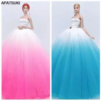 Градиентная модная кукольная одежда для куклы Барби, свадебные платья для 1/6 куклы BJD, игрушки для детей розовый