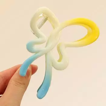 Градиентная заколка-бабочка в виде акулы, красочный бант, заколка для волос, высококачественная задняя ложка, зажим для волос, зажим для волос, головной убор, украшение для волос синий