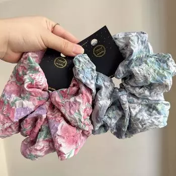 Градиентное ретро-цветочное кольцо для волос в стиле Моне - высококачественный аксессуар из ткани сирсакер