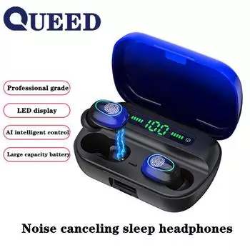 Градиентные беспроводные Bluetooth-наушники с шумоподавлением, мощный цифровой дисплей, спортивные наушники-вкладыши красный