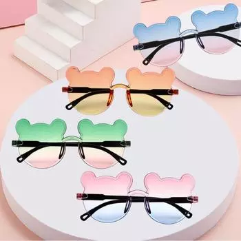 Градиентные безрамные мультяшные детские солнцезащитные очки UV Pron для мальчиков и девочек, модные милые детские солнцезащитные очки с ушками медведя коричневый