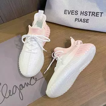 Градиентные цветные туфли женские сотни студенческие летние кроссовки легкие дышащие женские туфли 40 розовый