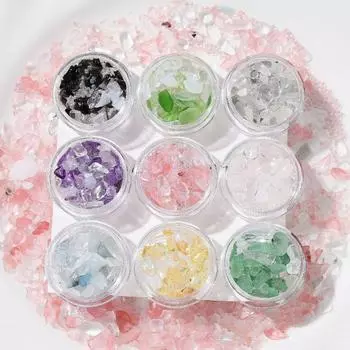 Градиентные мерцающие ногти аксессуары нерегулярный гравий маникюр стразы подвески украшения своими руками фиолетовый