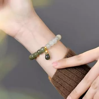 Градиентные нефритовые браслеты из бисера Браслеты в корейском стиле Женская цепочка на руку Браслеты из нефрита Хэтян
