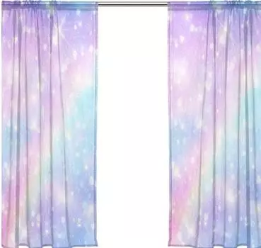 Градиентные радужные блестящие современные шторы для гостиной, тонкие оконные шторы для спальни, тканевые ткани, готовые шторы, жалюзи 100W130H(CM)40x51in&Hook