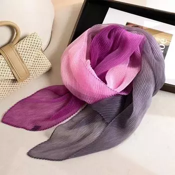 Градиентные шелковые шарфы женские роскошные брендовые хиджаб шарф фуляр женские складчатые шали накидки бандана головной платок хиджаб пляж One Size