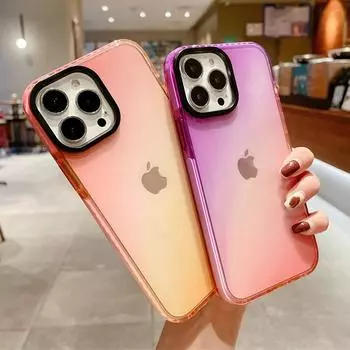 Градиентный акриловый противоударный прозрачный чехол для телефона для Iphone 13 Pro Max 12 11 Xs Max X Xr, мягкий прозрачный бампер, задняя крышка For iPhone X or XS