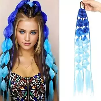 Градиентный бант в стиле Y2K, плетеный хвост с пузырьками, женский высокотемпературный синтетический хвост, подходящий для различных случаев