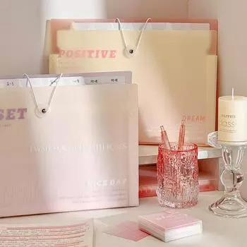 Градиентный бумажный пакет, папка для органов, многослойный бумажный пакет для студентов, небольшой свежий бумажный пакет, книга для хранения розовый