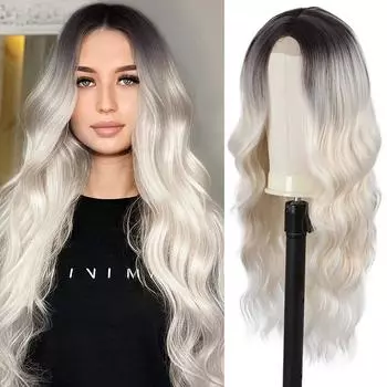 Градиентный цвет для женщин, крупная волна, длинные вьющиеся волосы 20inch