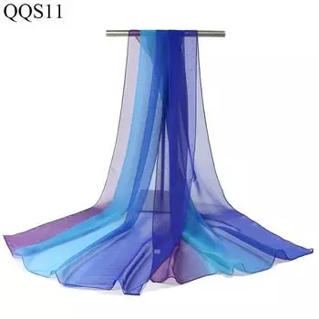 Градиентный цветной шарф, женский шарф, жоржет переходного цвета, легкий марлевый платок для тренировки тела, кадриль, танец 160*50cm фиолетовый