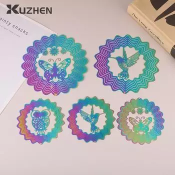 Градиентный цветной ветряной вертушка-ловец из нержавеющей стали 3D плавный световой эффект ветряные колокольчики части для наружного сада и двора подвесной декор