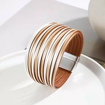 Градиентный многослойный женский браслет из ПУ кожи с магнитной застежкой