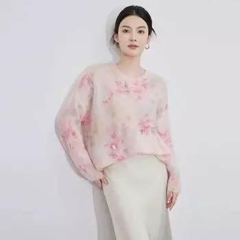 Градиентный мохеровый свитер с отделкой из пайеток - универсальный шерстяной пуловер One Size