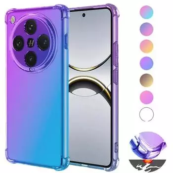 Градиентный прозрачный противоударный чехол для телефона OPPO Find X8 Pro X7 Ultra X6 X5 Pro Силиконовая защитная задняя крышка с подушкой безопасности Find X8 Pro