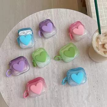 Градиентный розовый чехол Love Heart для Apple Airpods Pro 2 3 AirPod милый 3D волнистый узор дизайн мягкий защитный чехол для наушников крючок for Airpods 3