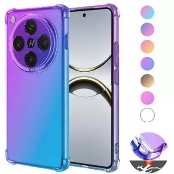 Градиентный силиконовый чехол для Find X8 Pro X 8 X7 Ultra X6 Pro Четыре угла противоударные подушки безопасности Мягкая прозрачная задняя крышка TPU для OPPO Find X8pro OPPO Find X8 Pro